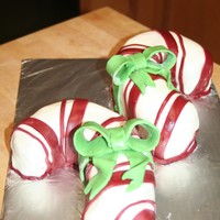 Candy Cane Cakes I made this cake using a wilton heart shaped pan.