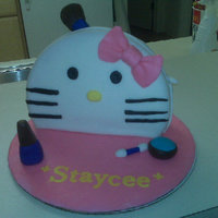 Hello Kitty Make-Up Bag Lemon cake covered in fondant.Thanks to all my fellow CCers for the great idea