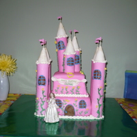 Pink Castle Castle cake Top layer- chocolate cake with coffee fillingBottom layer- vanilla cake with strawberry filling