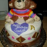 First 3D Structure On Cake The monkey was inspired by my DD stuffed toy !:)Monkey make from RKT ( thanks to the forum on CC) covered in chocolate/coffee fondant.The...