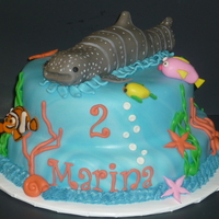 Whale Shark Aquarium The mother wanted a whale shark on top of an ocean cake. So this is what I came up with. The little girl also loved Nemo, so he is on there...