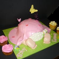 Spring Themed Baby Butt Spring themed baby butt cake with cupcakes