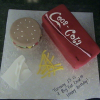 Fast Foods This was a cake I did for my sister's birthday. It was fun and easy to make. (She should be Coke's official spokesperson because...