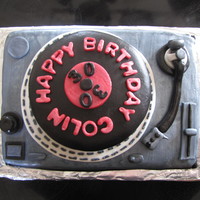 Dj Turntable Chocolate cake with brandy ganache filling.Super fun cake to make! The record actually spins!