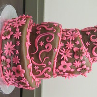 Topsy Turvy Wedding The design was inspired by wedding invitation. Cake was chocolate and white with buttercream and ganche filling, tinted pink and brown...