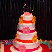 Round Wedding Cake This was my first wedding cake. Marble and strawberry cake with buttercream icing. The icing didnt turn out as smooth as I would have liked...