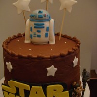 Star Wars Chocolate cream cheese buttercream with fondant accents including R2D2.