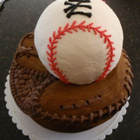 Ny Yankees Baseball And Glove Cake Buttercream and chocolate buttercream.