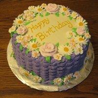 Flower Basket For Mom Basket weave sides done in bc, flowers in royal icing.