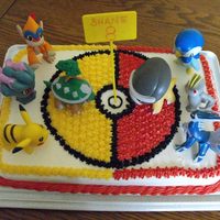 Pokemon Battledome My son requested a Pokemon cake. I couldn't find alot of inspiration, so I bought him some new action figures and stuck them on a cake...