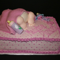 Sleeping Baby My first baby shower cake! Lots of fun. Yellow cake with buttercream and fondant accents.