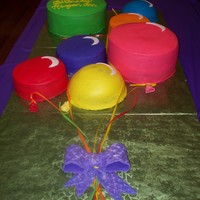 Bunch Of Balloons Cake all different sized cakes covered in buttercream. Fondant bow. SO fun to make!