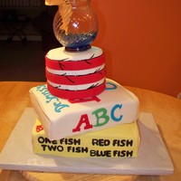 Dr Seuss Baby Shower Cake thanks to all CS users for the inspiration for this cake!! Fish is hand sculpted from fondant= thanks for looking!