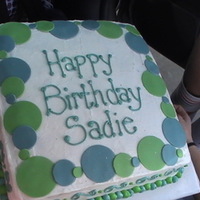 Pokadot Birthday This is a 12" square cake, chocolate with vanilla buttercream. Pokadots are fonant, everything else is buttercream. TFL!