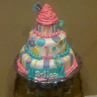 Brilee's Birthday Cupcake Cake My second cake to make! Detailed and covered in fondant. Top of cake was a giant cupcake topped with pink buttercream. This portion was...