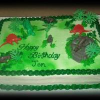 Dino Cake buttercream, airbrushing, plastic figures