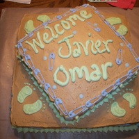 Welcome Javier Baby Boy shower cake for a friend