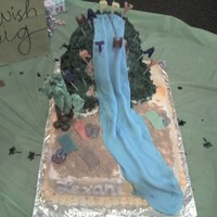 Island Birthday Cake- I tried this cake from a cake picture I saw. All is edible except the sandals and candles.Palms are pretzels, coconuts are whoppers, sand...