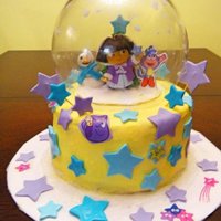 Doras Winter Wonderland Snowglobe! i used the snowglobes on CC for my inspiration for this cake..it was for my neice whos birthday is around the holidays and she loves dora!...