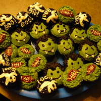 My First Cupcakes Made With Fondant And First Time Being Decorative. I made these cupcakes for my son's Pee Wee football team, they loved them!! I made them using chocolate orange cake with chocolate...