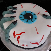 Eyeball My very first cake using fondant...I really enjoyed making Halloween my first theme. I used Satin Ice Fondant, Chocolate fudge frosting...