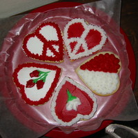 Red And White Valentine Cookies Basic sugar cookies with red and white BC decorations