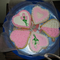Pink And White Valentine Cookies Basic sugar cookies with pink and white BC decorations