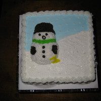 Don't Eat Yellow Snow! French Vanilla cake with BC frosting; clear sprinkles to 'sparkle up' the snow; yellow decorating gel for the yellow 'snow&#...