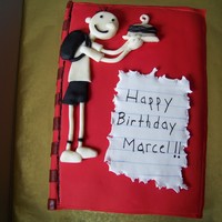 Diary Of A Wimpy Kid Birthday Cake I made this cake for my nephew, Marcel. He will be 9 tomorrow. He is a big fan of the Wimpy Kid books. This cake is a yellow cake with...