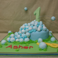 Bubbles Bubbles Every Where This cake was made for a 1 year olds birthday party. The theme was bubbles!! It was a vanilla cake filled with chocolate mousse filling,...