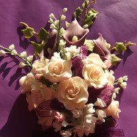 My First Flower Bouquet This is my first posting and my first ever gumpaste flower bouquet! I made it for the top of my daughter's "wedding emergency...