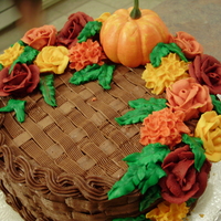 Harvest Basket Weave Cake My last cake in my beginning cake decorating classes I am taking. Next the intermediate. Was chocolate BC basket weave and colored BC...