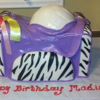 Duffle Bag This cake is for a little girl who loves fashion and volleyball. Butter vanilla covered in marshmallow fondant. Volleyball is RKT covered...