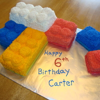 Lego Cake This was a super hard cake to do. I used mini muffin cups to make the tops and a mini loaf pan for the blocks. If I had to do it over I&#...