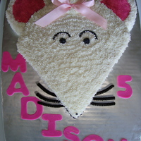 Angelina Ballerina Buttercream frosting, used sparkly pink sugar on the ears. I cut the head from a round cake, then added the ears by making separate small...