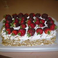 Chocolate Dipped Strawberry Cake I made this cake for a friends birthday... everybody really liked it!