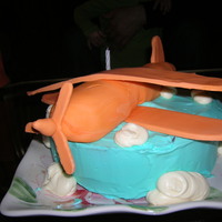 Airplane Cake Airplane cake I made for my hubby. Iced in buttercream, with buttercream clouds and the airplane is MMF and gumpaste. Took a while to make...