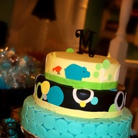 Urban Safari Shower Cake This was the cake that I made for my best friend's baby shower to match the custom bedding that she had made for the nursery. Fondant...