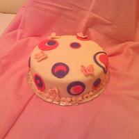 Butterfly Birthday Cake. mint filling, with circle and butterfly