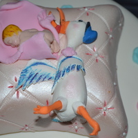 Stork And Baby HOLLY'S BABYSHOWER CAKE. White cake cream cheese frosting.