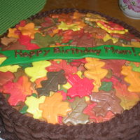 Fall Birthday Cake This is a cake I made for my mom's 60th birthday. Her birthday is in October, so I made a fall-themed cake. It is a chocolate cake...