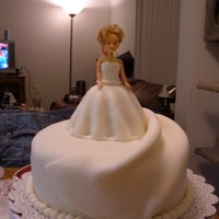 Bridal Shower Cake I made this for a co-worker's bridal shower. The cake is covered in fondant, and the train on the gown is fondant, too.