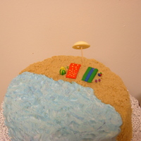 Mother's Day Beach Cake I made this beach-themed cake for my mom. The ocean is buttercream, the sand is dark brown sugar, and the towels and sandals, etc are...