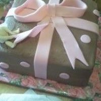 Angel Present Cake marble cake w/ chocolate buttercream. angel was fondant.