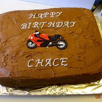 Nephews Motorcycle Cake Made this for my Nephew"s 27th Birthday. . He race's motorcycles. So I put the one that he race's on his cake. A Man cake.....