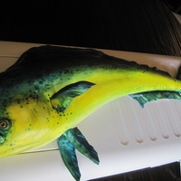 Dorado Fish, Or Mahi Mahi This three foot long Dorado fish was carved and covered in fondant and hand painted to create this realistic representation. No fish guts...