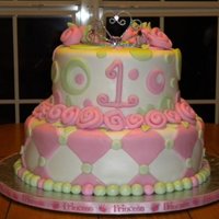 Princess 1St Birthday Cake This is a chocolate cake with BC icing and covered in MM fondant that I made for my great niece's 1st birthday. This was my first time...