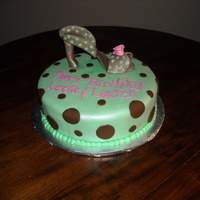 Shoe Cake 10 in round, white cake with bc and fondant, gumpaste shoe.