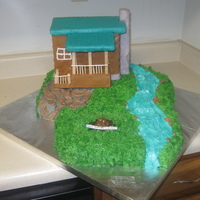80Th Birthday Cabin Cake This cake was a birthday cake for an 80 year old man. The groundhog is an inside joke with the family