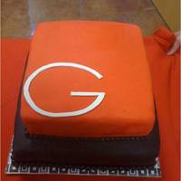 Pastor's Bday Cake To Match Church Logo WASC cake, bottom is 12 x 12 x 2 (x2), top is 10x10x2 (x2), vanilla almond buttercream, covered with satin ice... my first stacked fondant...